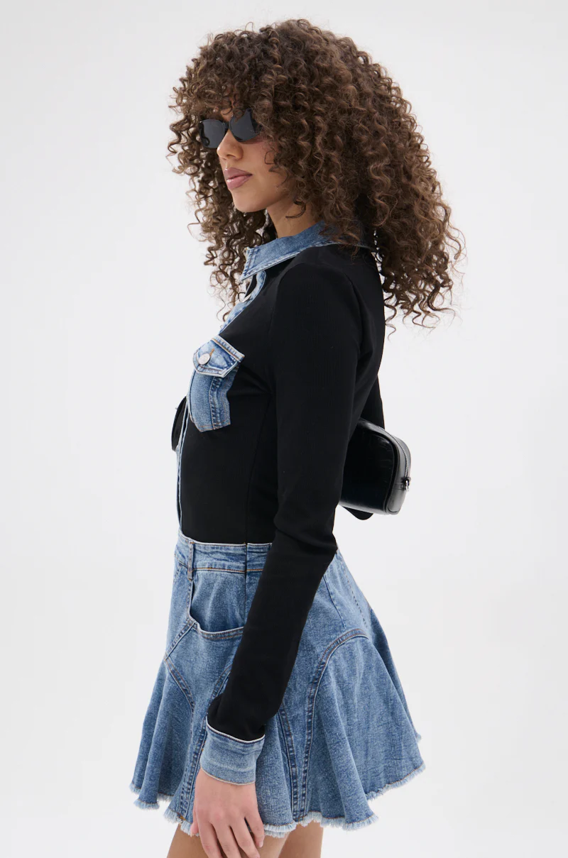 JULIETTE KNIT DENIM MINI DRESS - Image 3