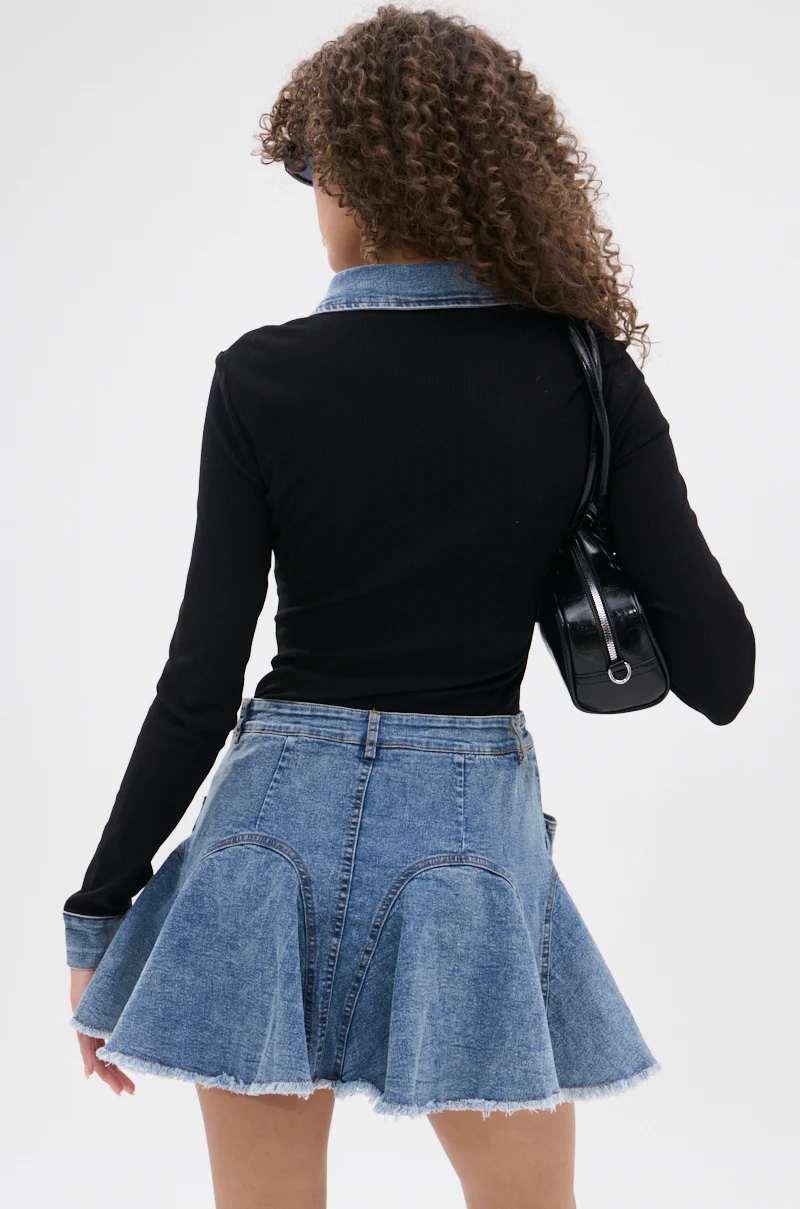 JULIETTE KNIT DENIM MINI DRESS - Image 4