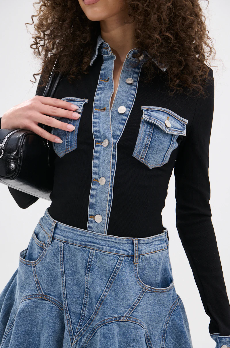JULIETTE KNIT DENIM MINI DRESS - Image 7