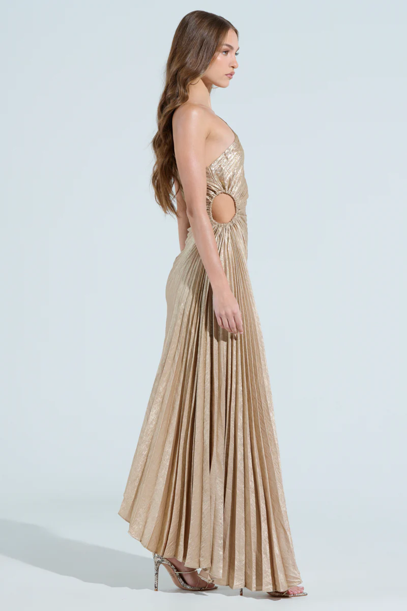 JULIETTE METALLIC PLEATED MIDI DRESS - Image 5