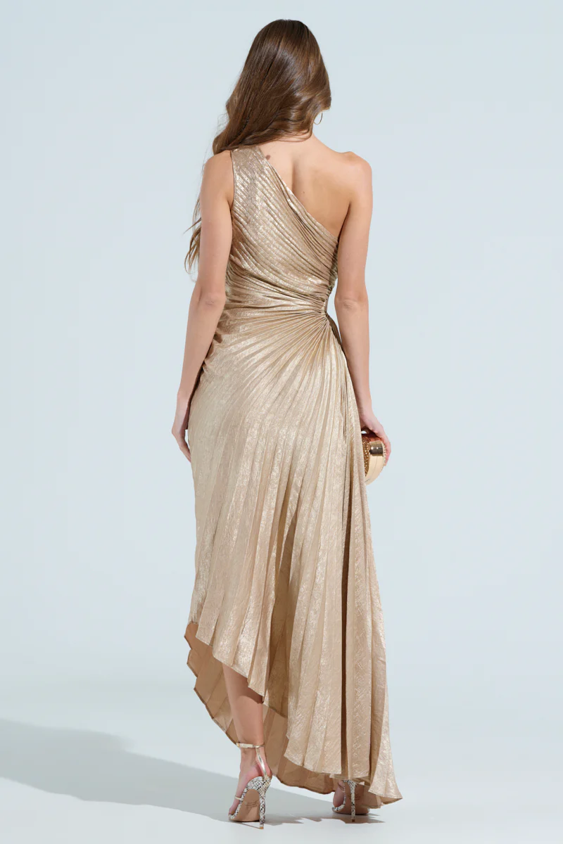 JULIETTE METALLIC PLEATED MIDI DRESS - Image 6