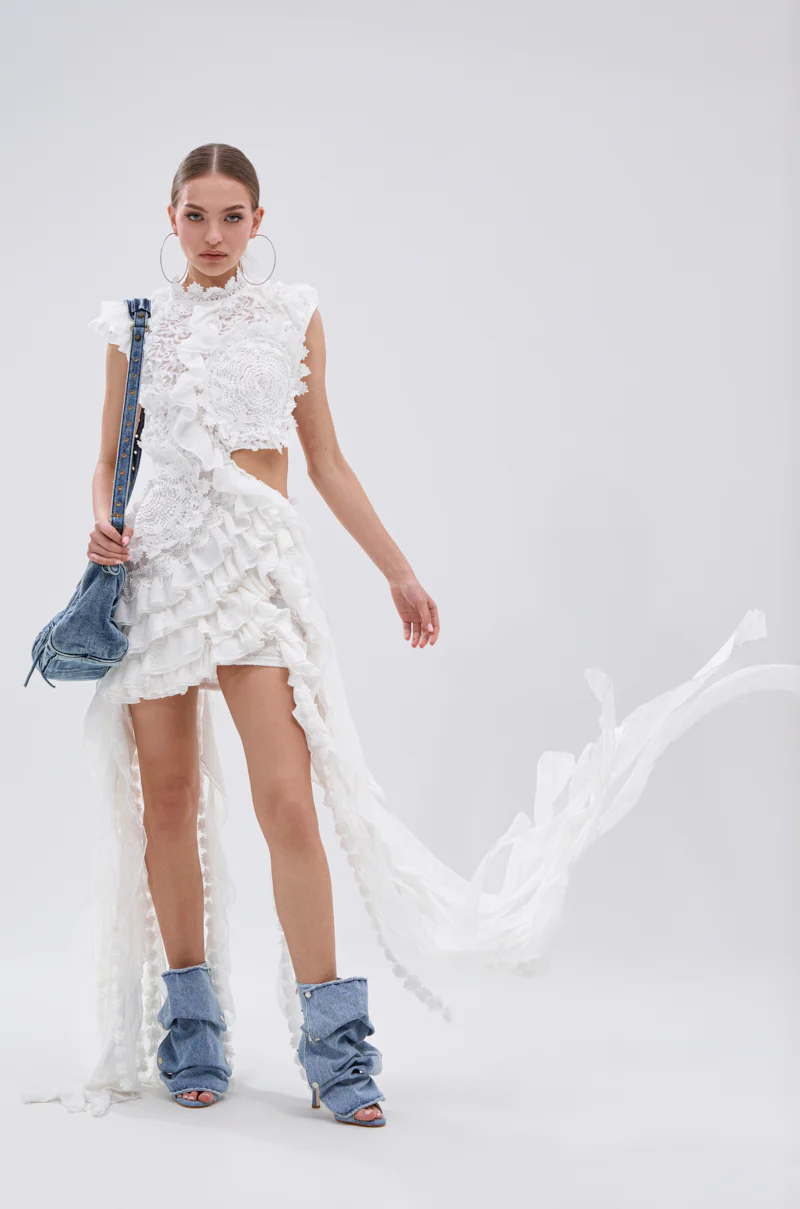 JUST A FEELING RUFFLE MINI DRESS - Image 4