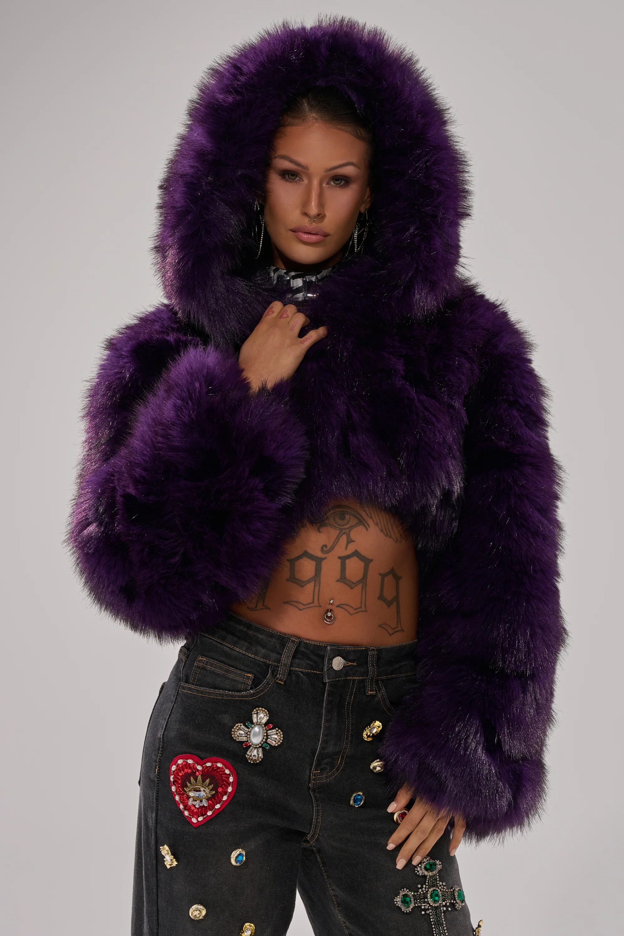 JUST A FLING CROPPED FAUX FUR - Image 2