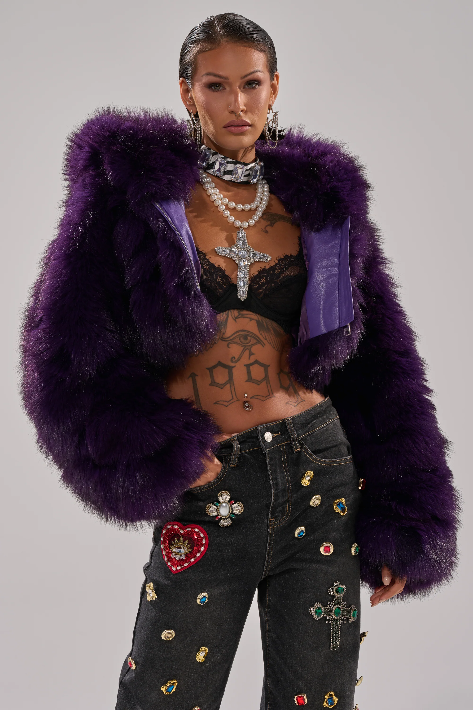 JUST A FLING CROPPED FAUX FUR - Image 4