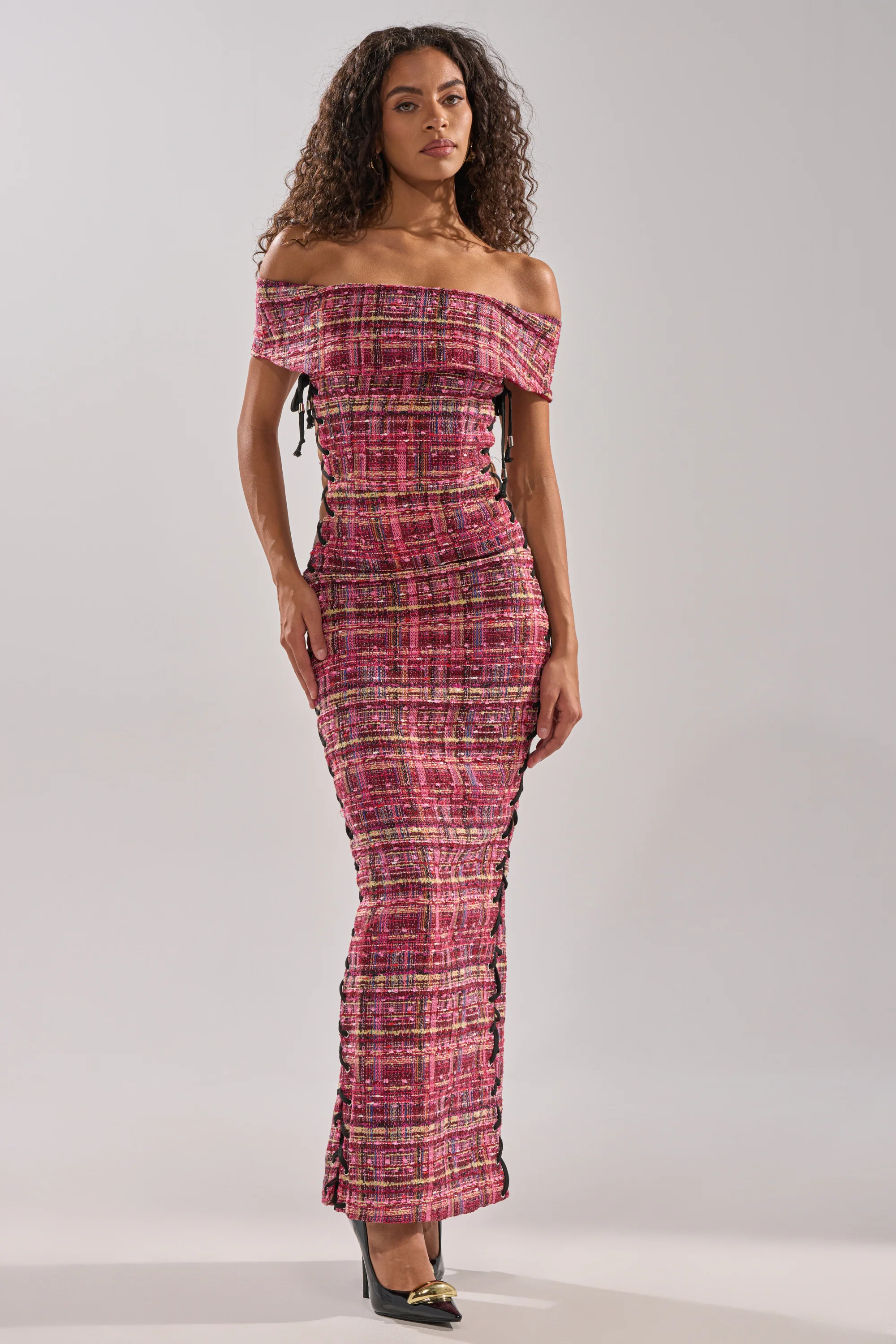 JUST A GIRL TWEED MAXI DRESS - Image 3