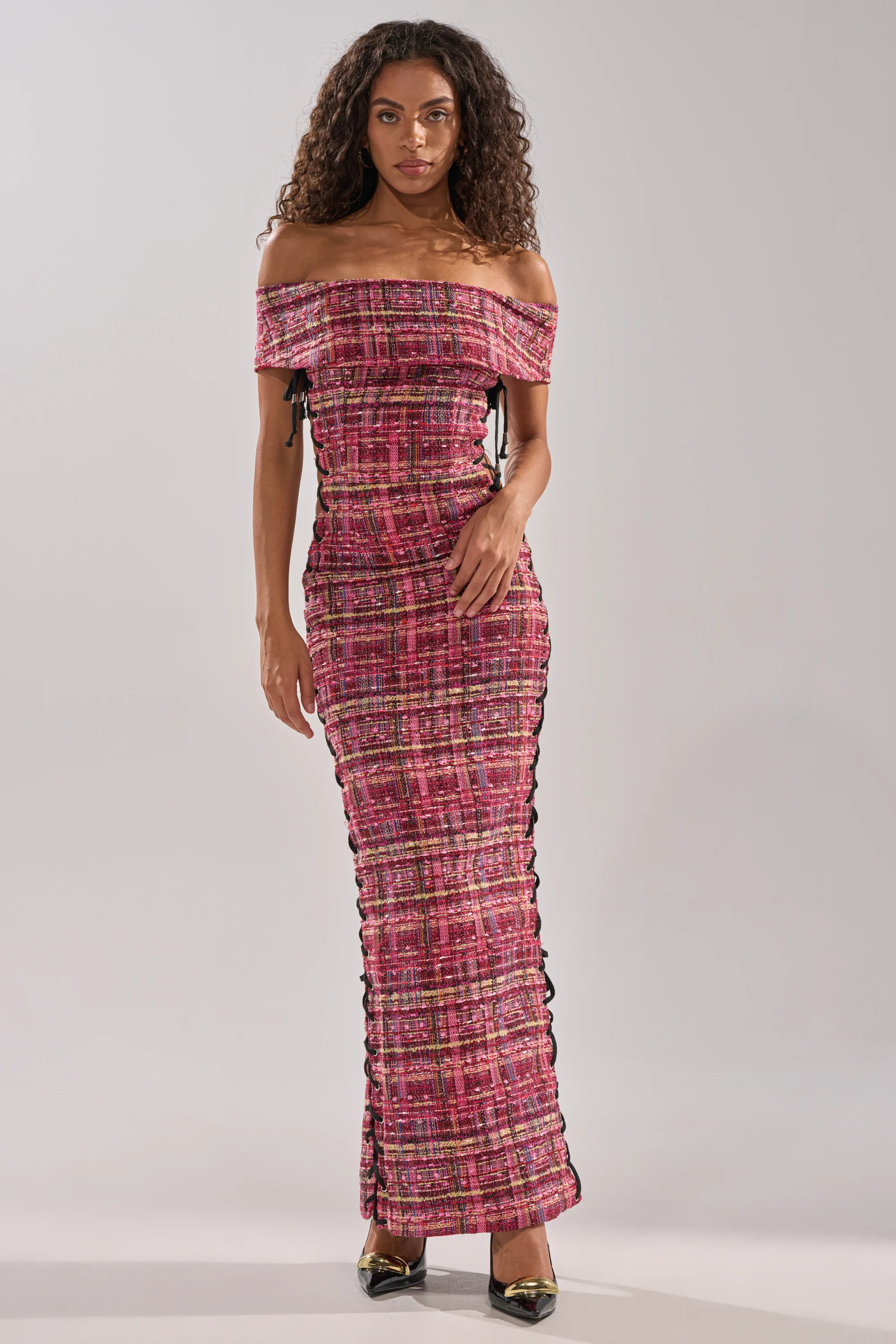 JUST A GIRL TWEED MAXI DRESS - Image 4