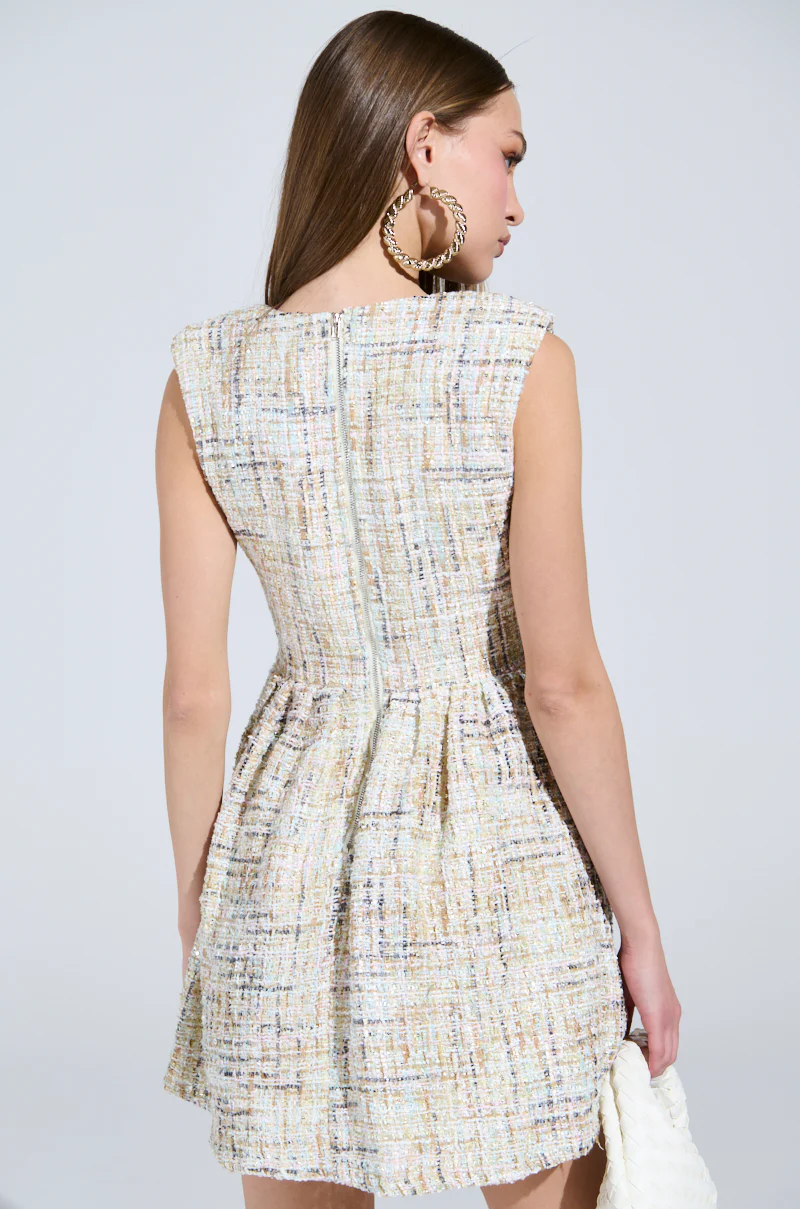 JUST A GIRL TWEED MINI DRESS IN WHITE - Image 4