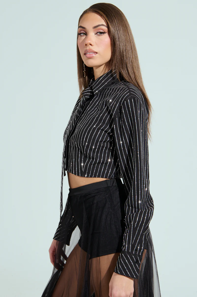 JUST GO WITH IT BUTTON DOWN TOP WITH TIE - Image 3