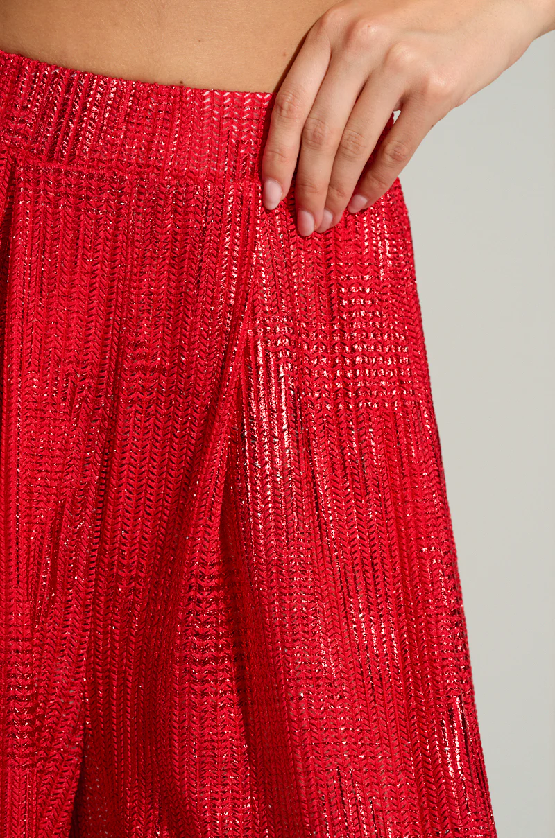 JUST LIKE MAGIC METALLIC WIDE LEG PANT IN RED - Image 6