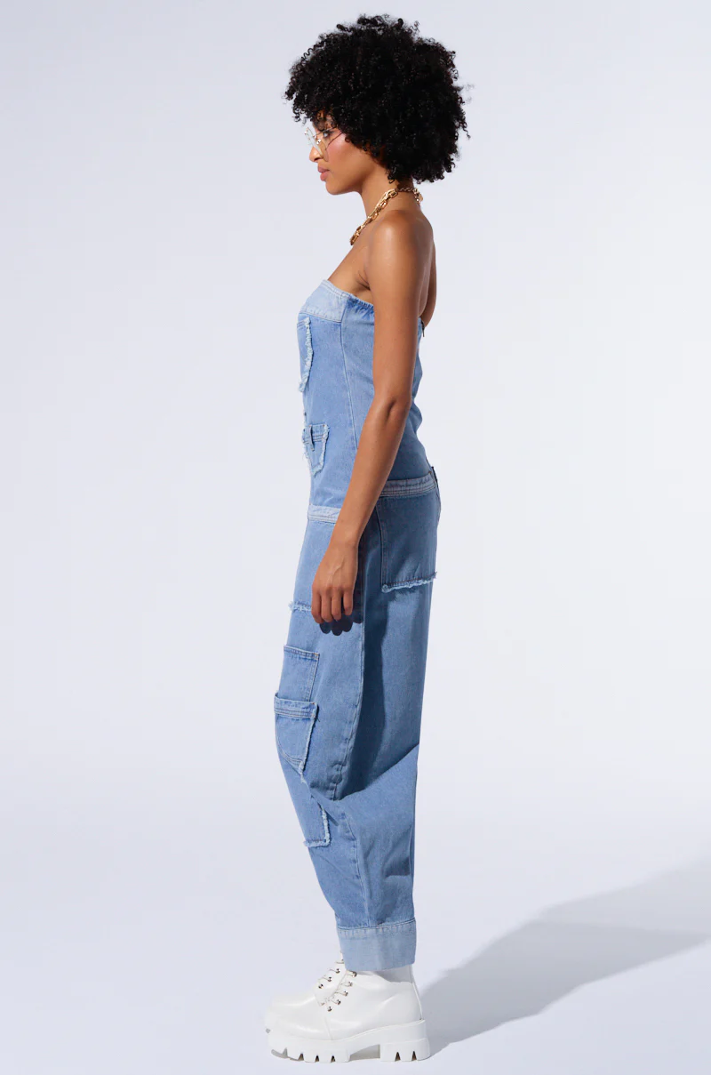 KAI DENIM DROP CROTCH JUMPSUIT - Image 3