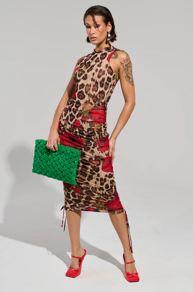 KALILAH PRINTED MESH MIDI DRESS - Image 3