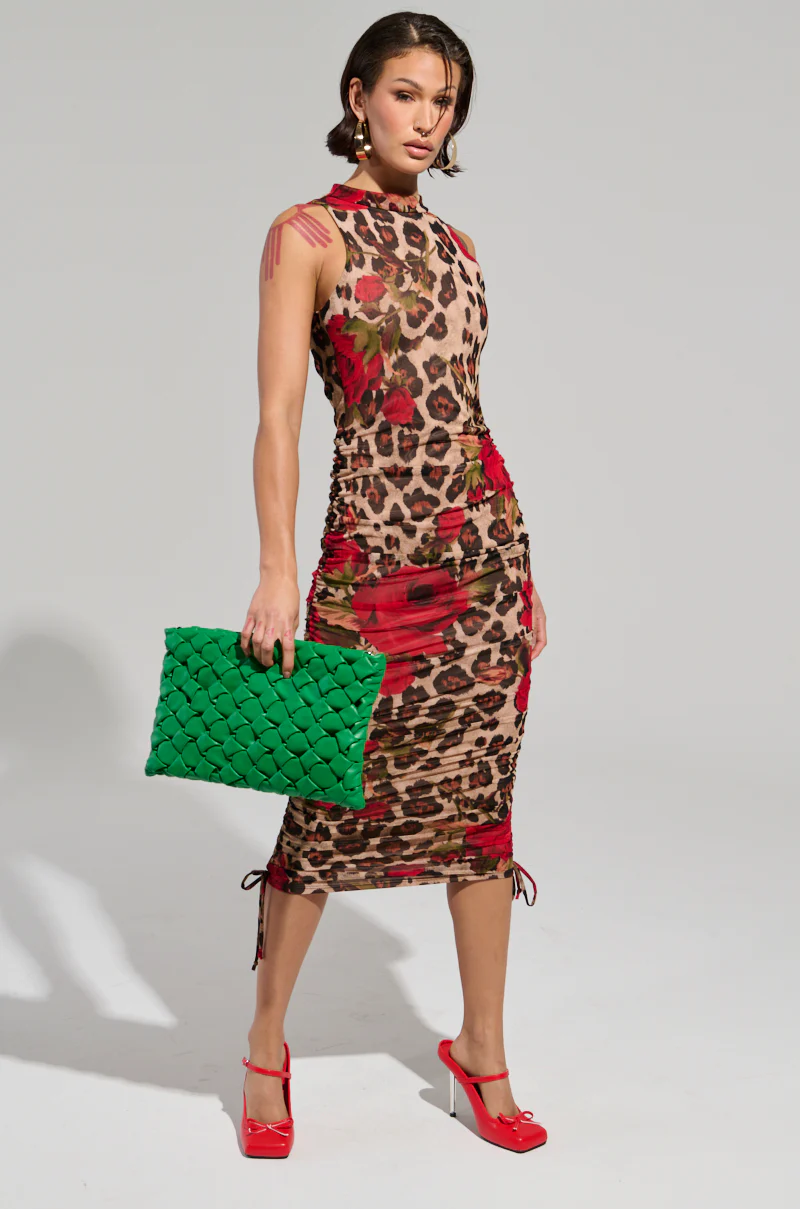 KALILAH PRINTED MESH MIDI DRESS - Image 4