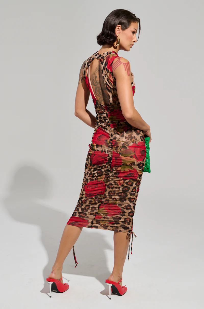 KALILAH PRINTED MESH MIDI DRESS - Image 6