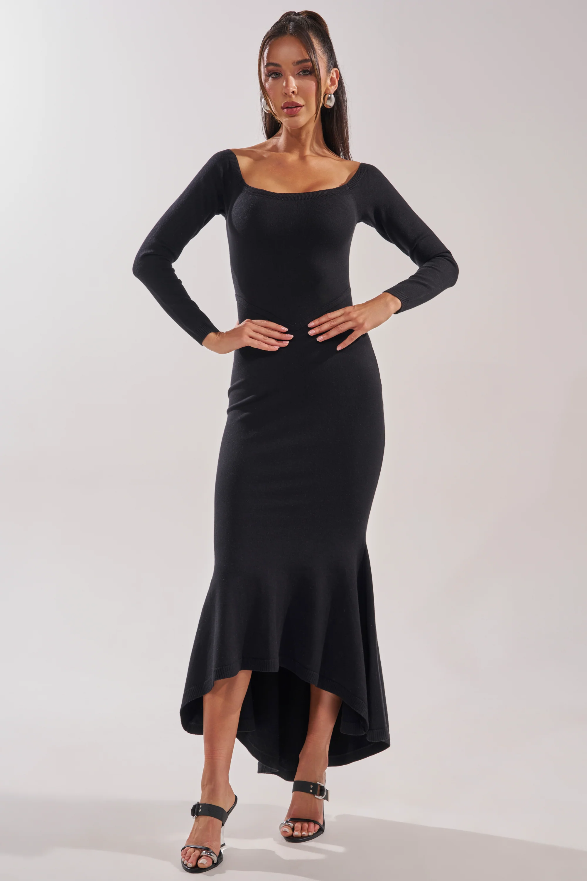 KALLIE OFF SHOULDER LONG SLEEVE SWEATER MAXI DRESS - Image 2