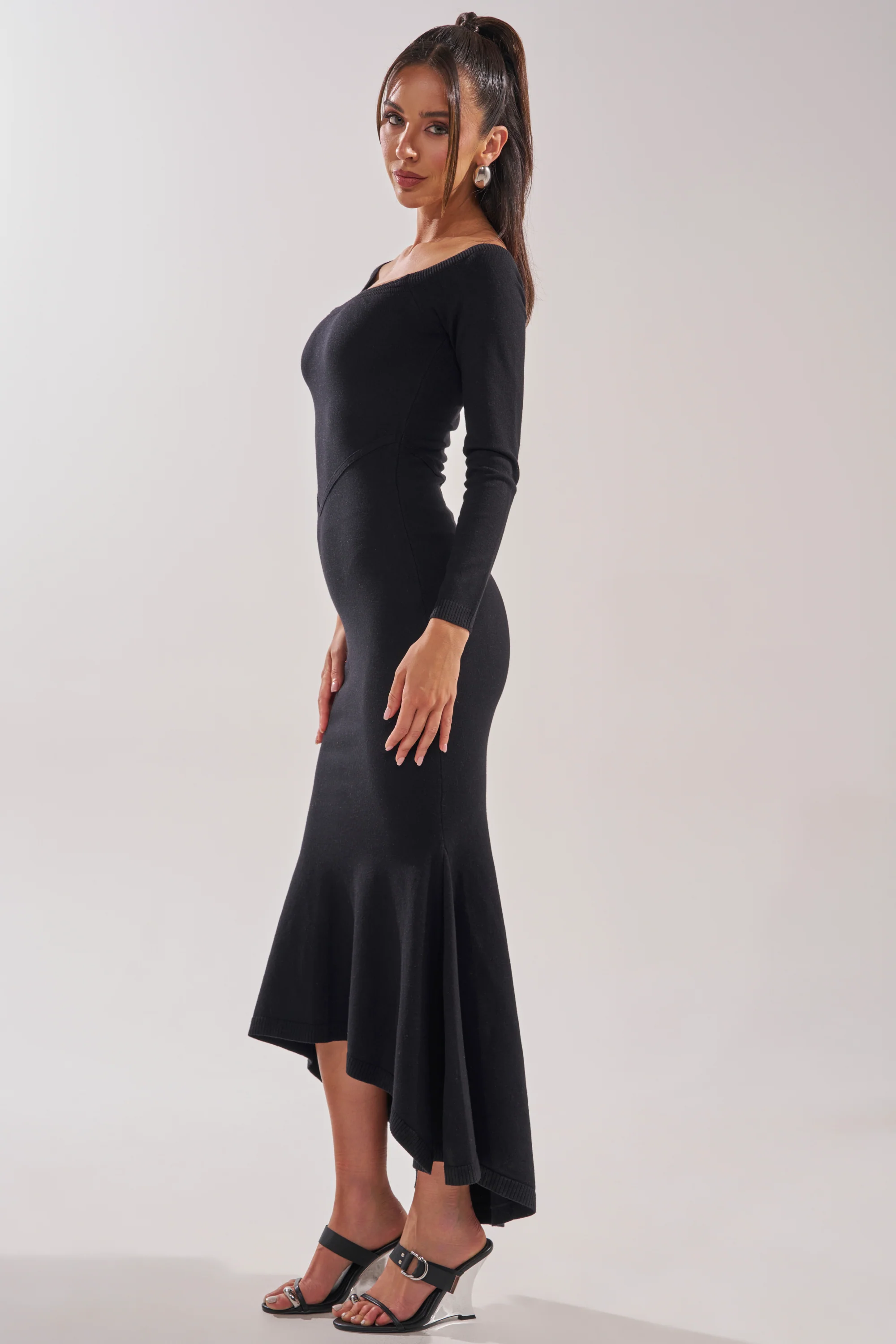 KALLIE OFF SHOULDER LONG SLEEVE SWEATER MAXI DRESS - Image 4