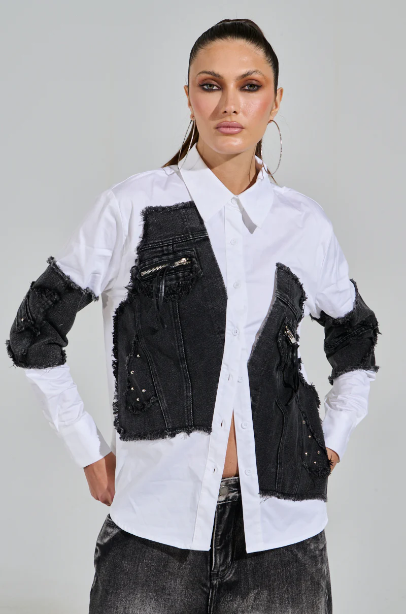 KATRINA PATCHED UP BUTTON DOWN SHIRT - Image 2