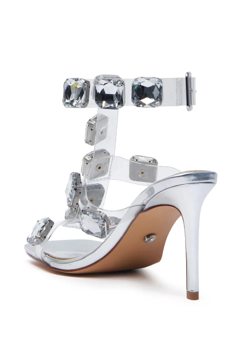 KAUKET SILVER DIAMOND EMBELLISHED SANDAL - Image 8