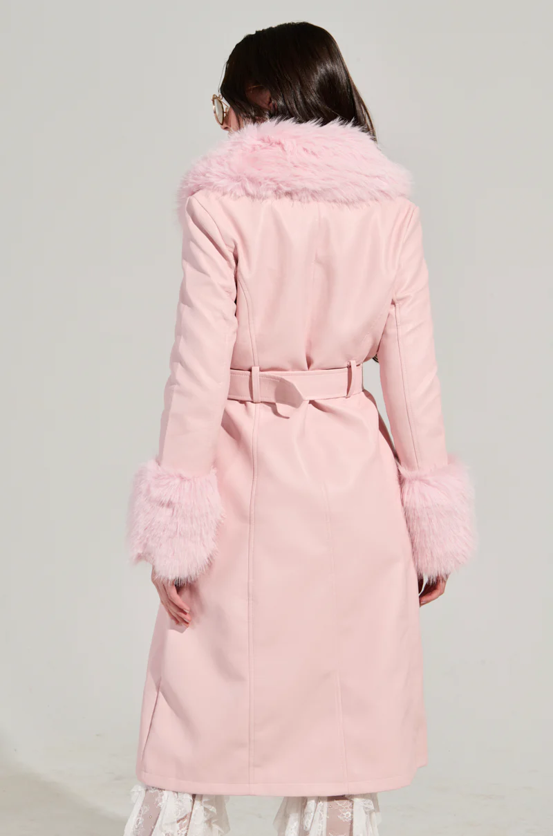 KAYA FUR LINED TRENCH IN LIGHT PINK - Image 5