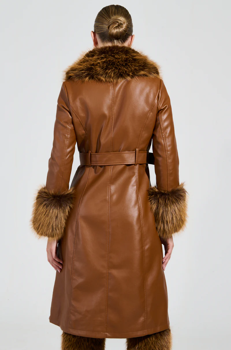 KAYA FUR LINED TRENCH IN TAN - Image 5