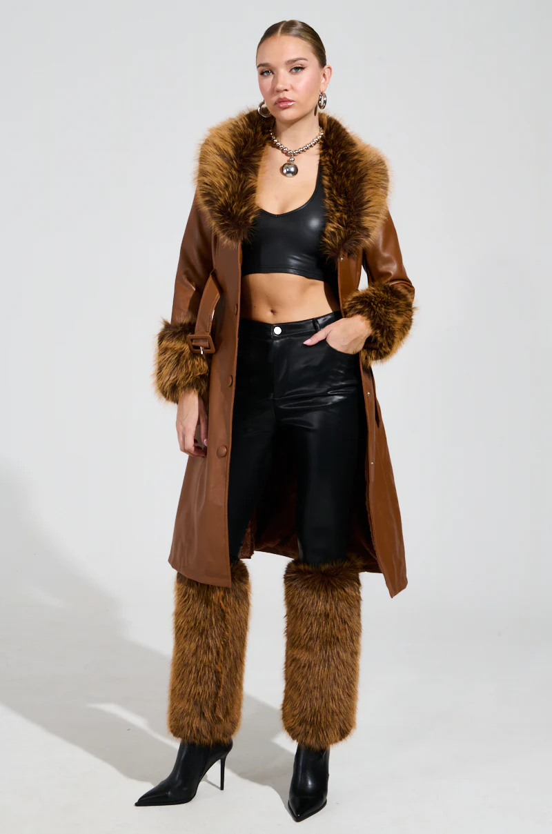 KAYA FUR LINED TRENCH IN TAN - Image 7