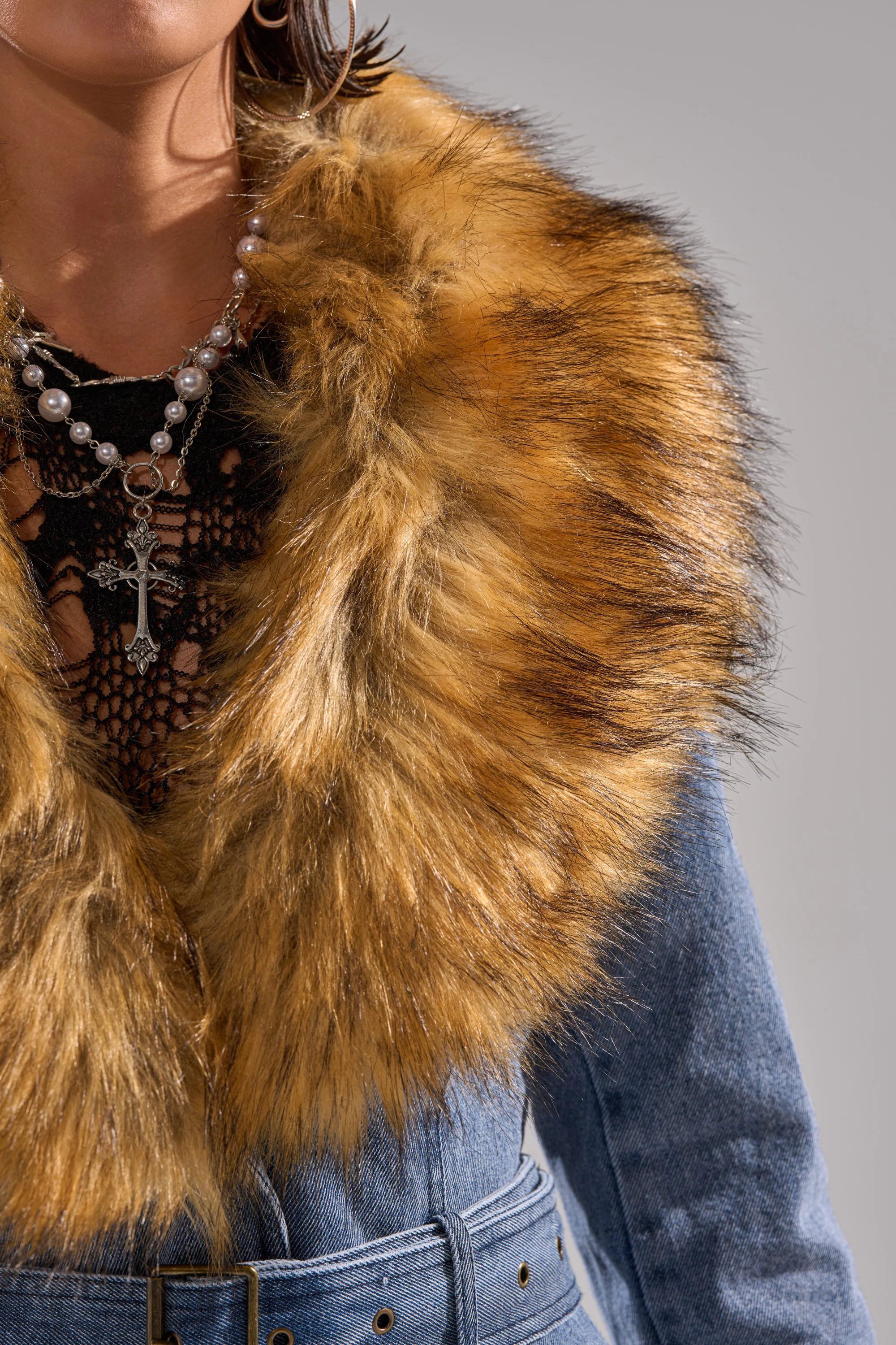 KAYA FUR TRIM DENIM TRENCH - Image 10