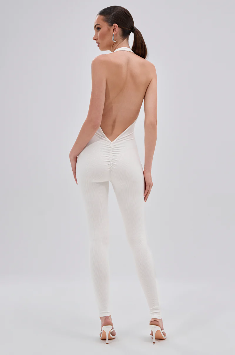 KEEP IT CASUAL HALTER JUMPSUIT IN WHITE