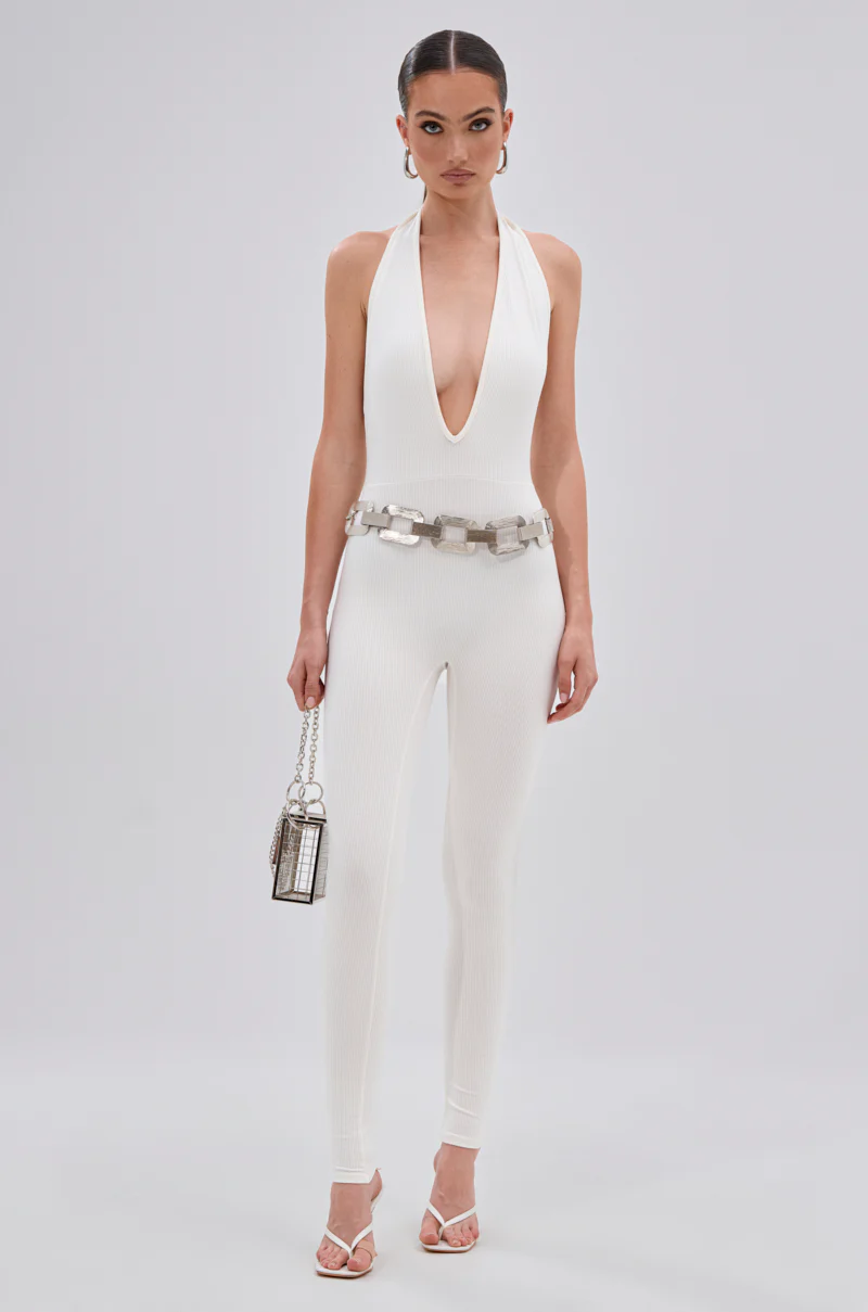 KEEP IT CASUAL HALTER JUMPSUIT IN WHITE - Image 3