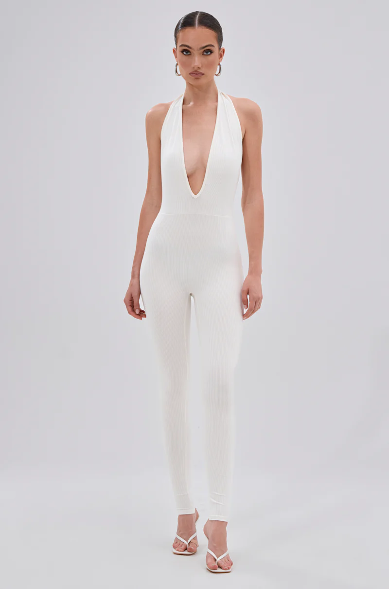 KEEP IT CASUAL HALTER JUMPSUIT IN WHITE - Image 4