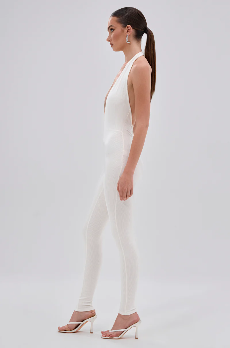 KEEP IT CASUAL HALTER JUMPSUIT IN WHITE - Image 5