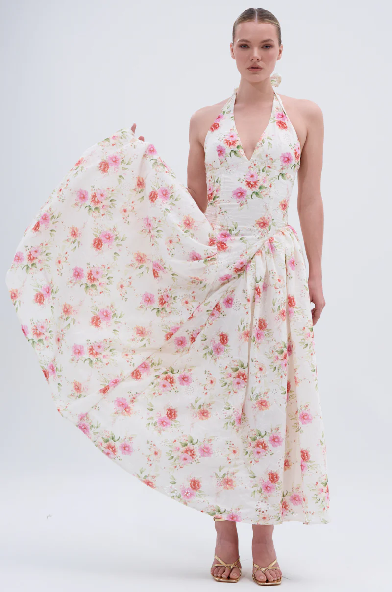 KEEP IT MOVING ON FLORAL MAXI DRESS