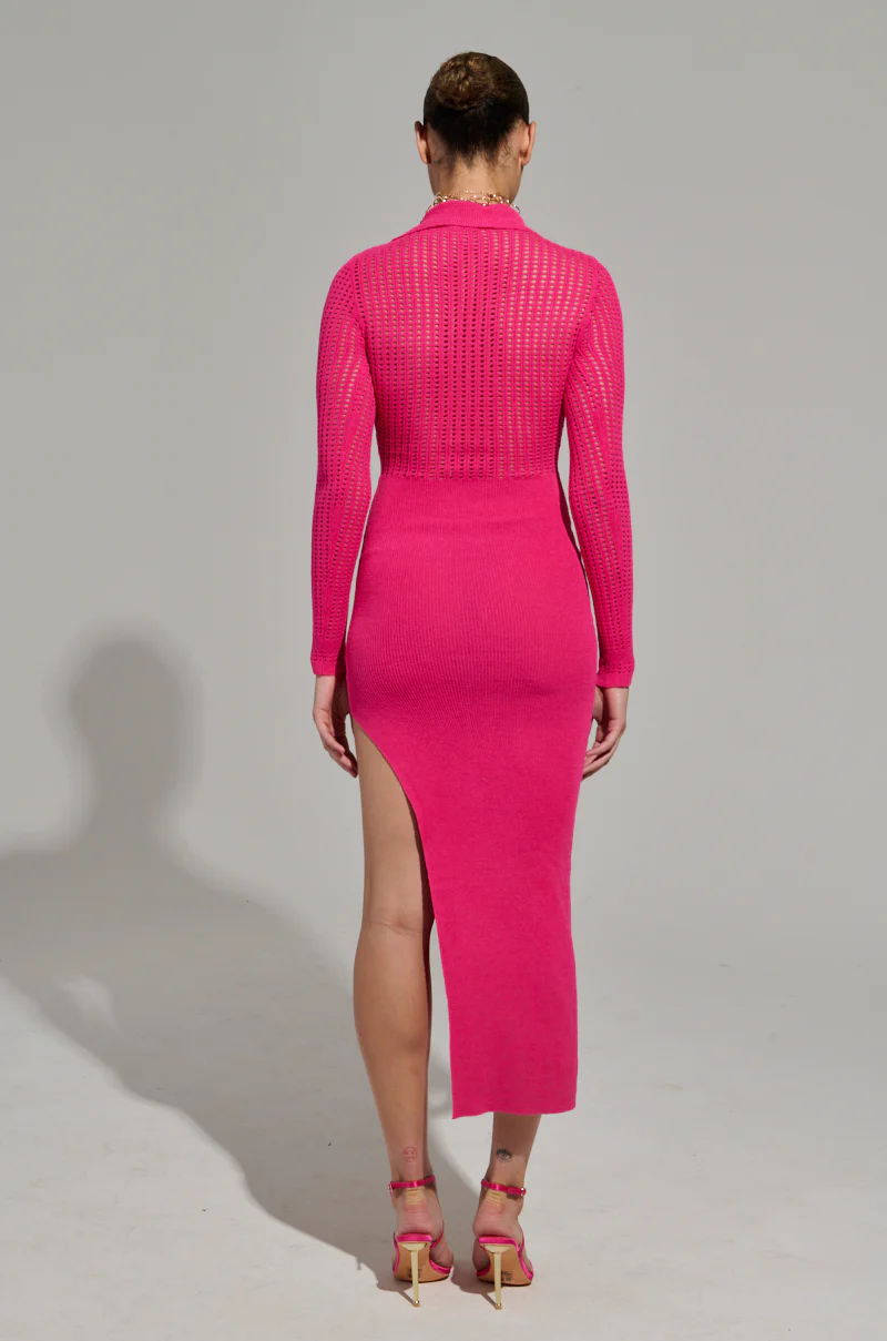 KEEP IT SIMPLE PINK KNIT MIDI DRESS - Image 8