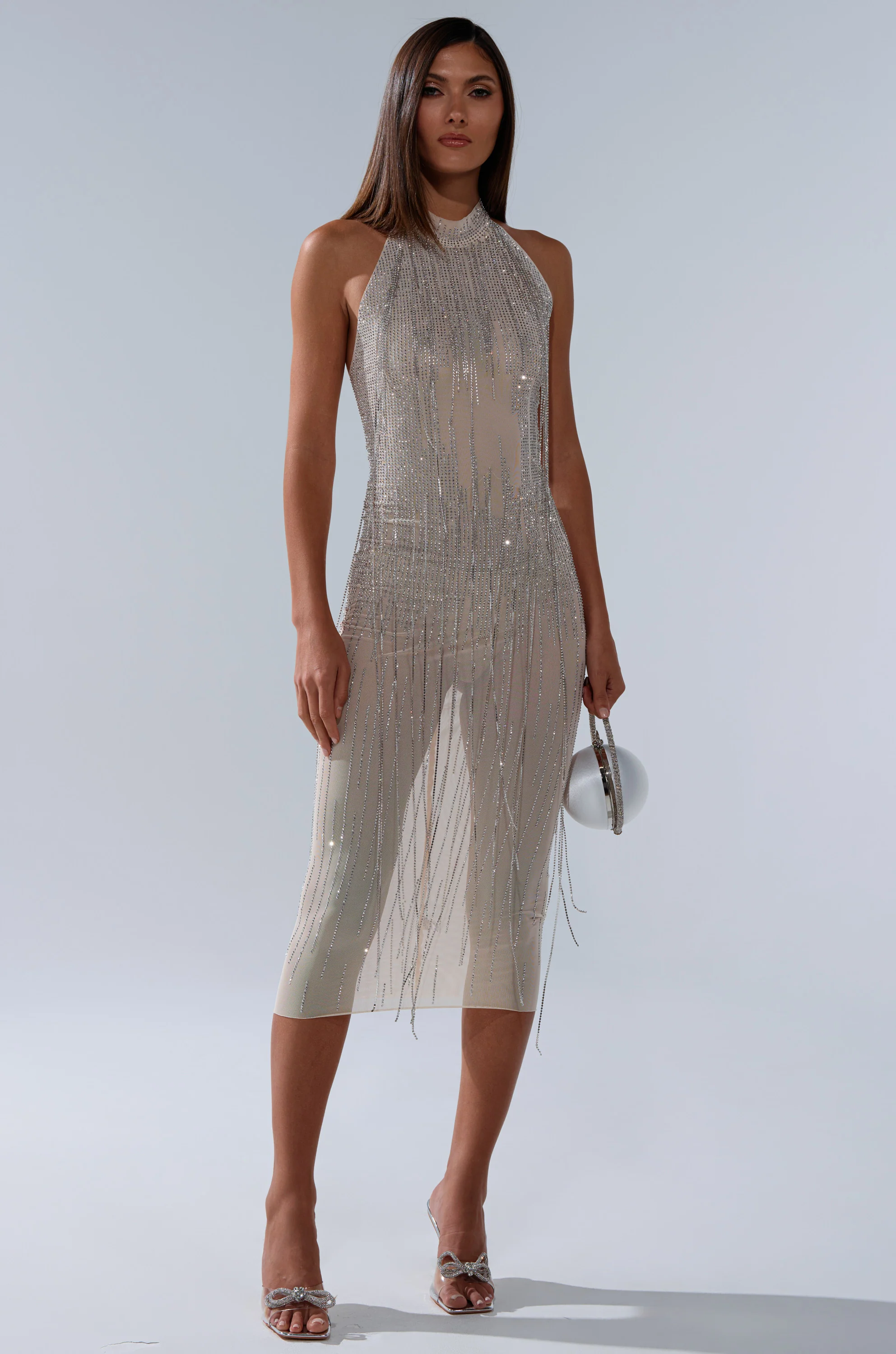 KEKE MIDI DRESS WITH RHINESTONE FRINGE - Image 2