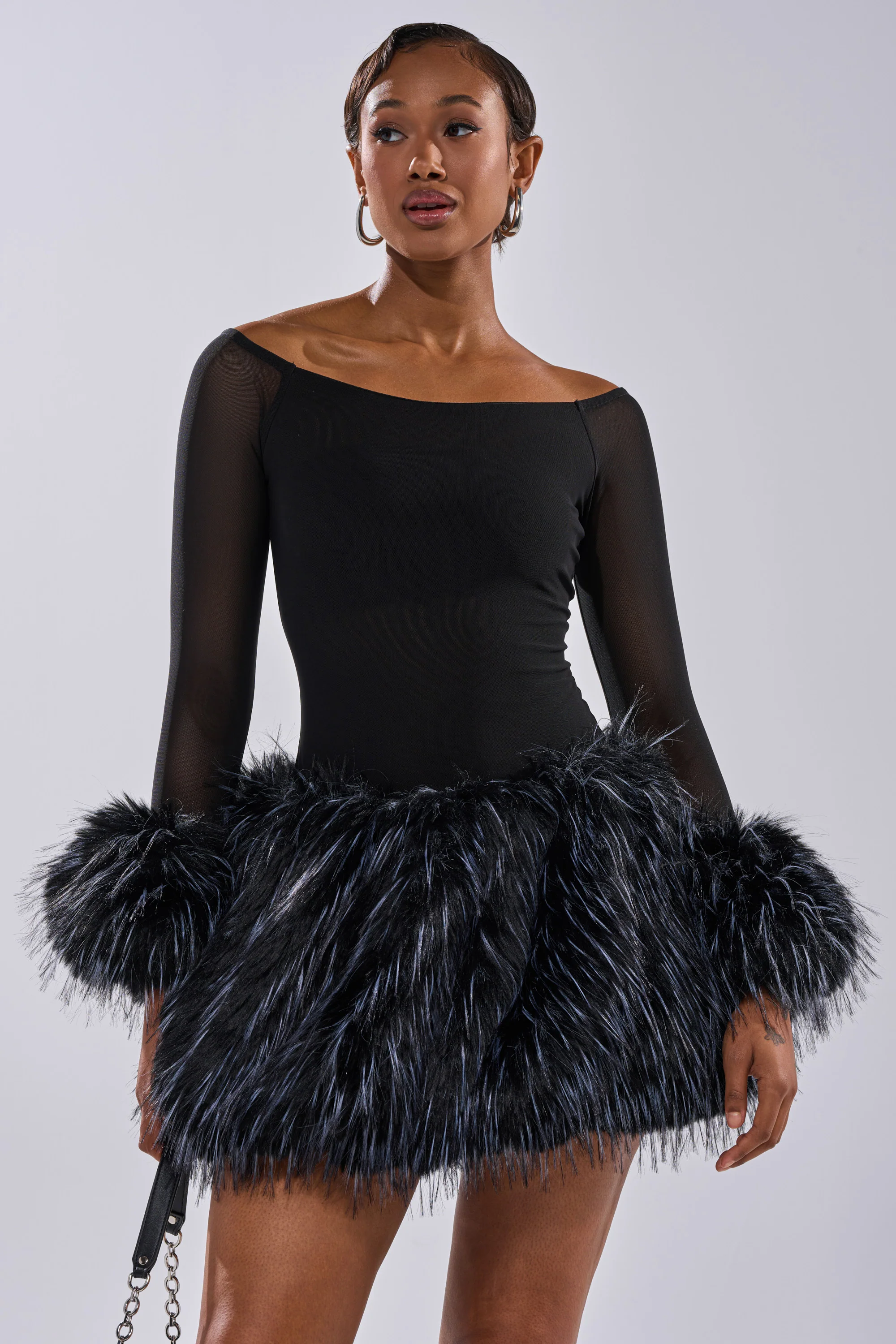 KELYN CALLED FUR MINI DRESS - Image 5