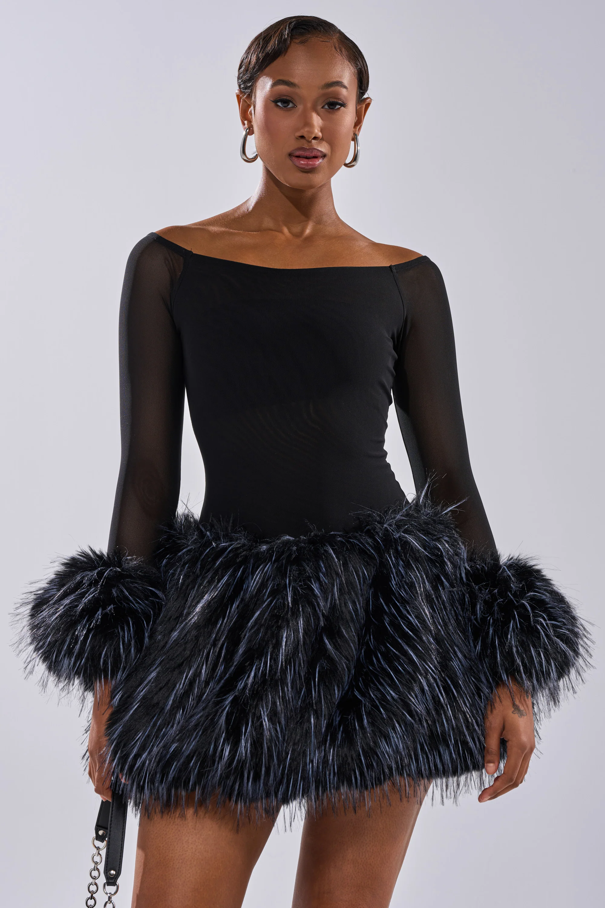 KELYN CALLED FUR MINI DRESS - Image 6