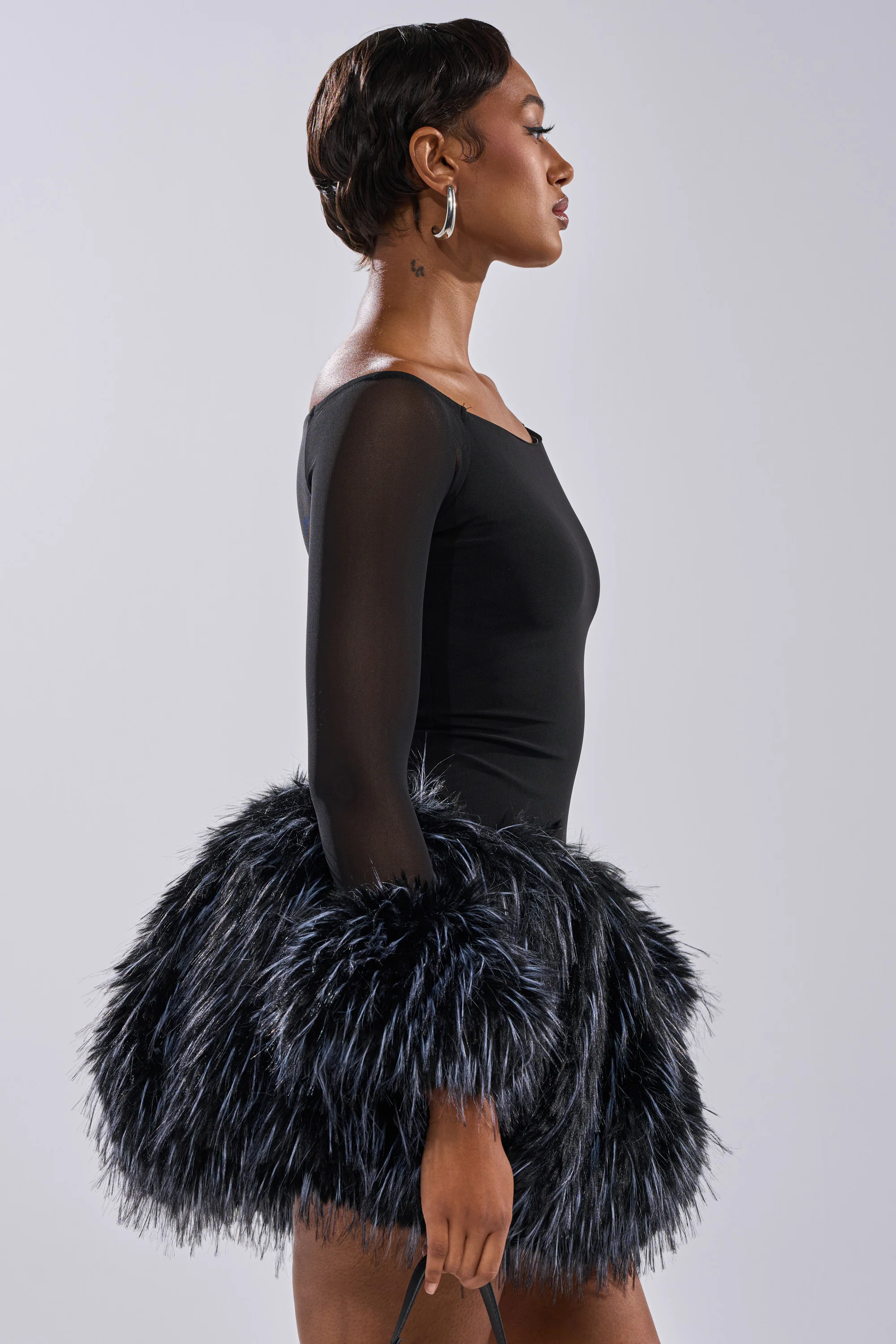 KELYN CALLED FUR MINI DRESS - Image 7