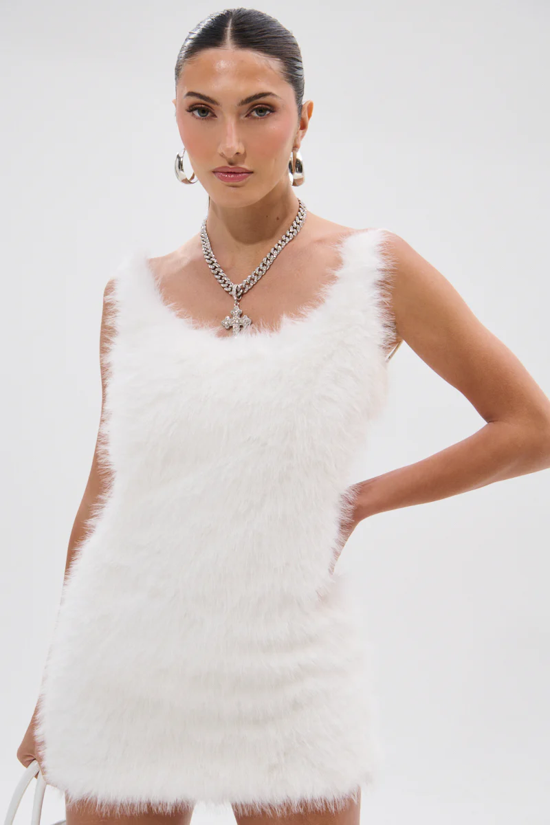 KELYN FUR MINI DRESS - Image 5