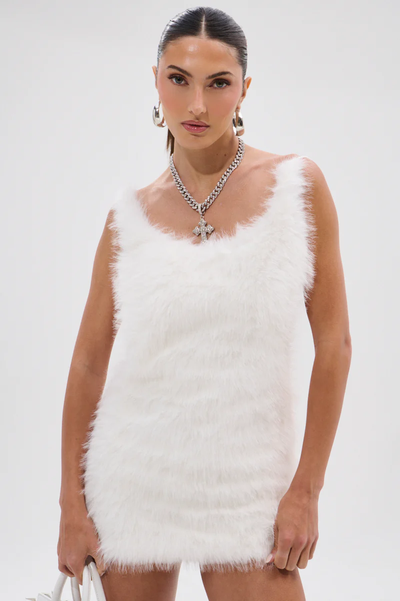 KELYN FUR MINI DRESS - Image 6