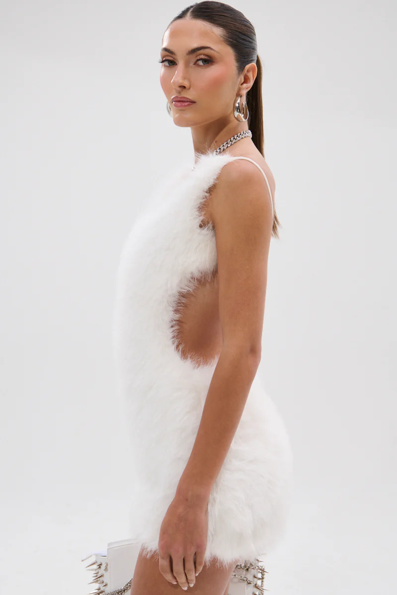 KELYN FUR MINI DRESS - Image 7