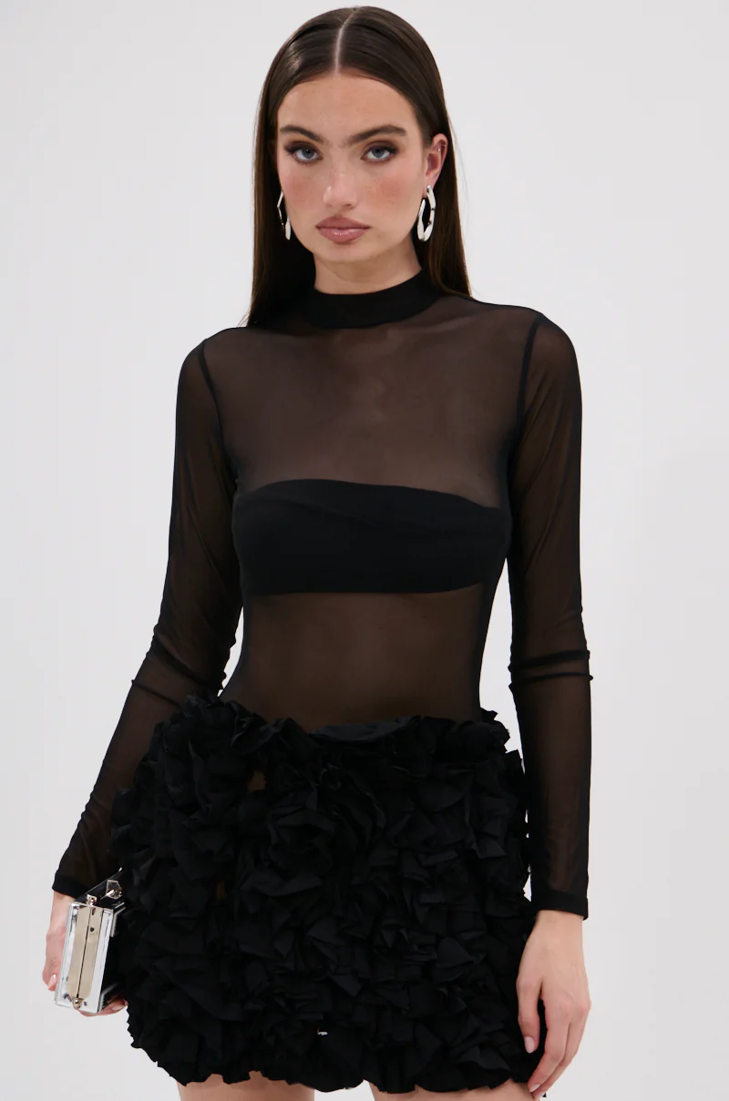 KELYN MESH MINI DRESS IN BLACK - Image 2