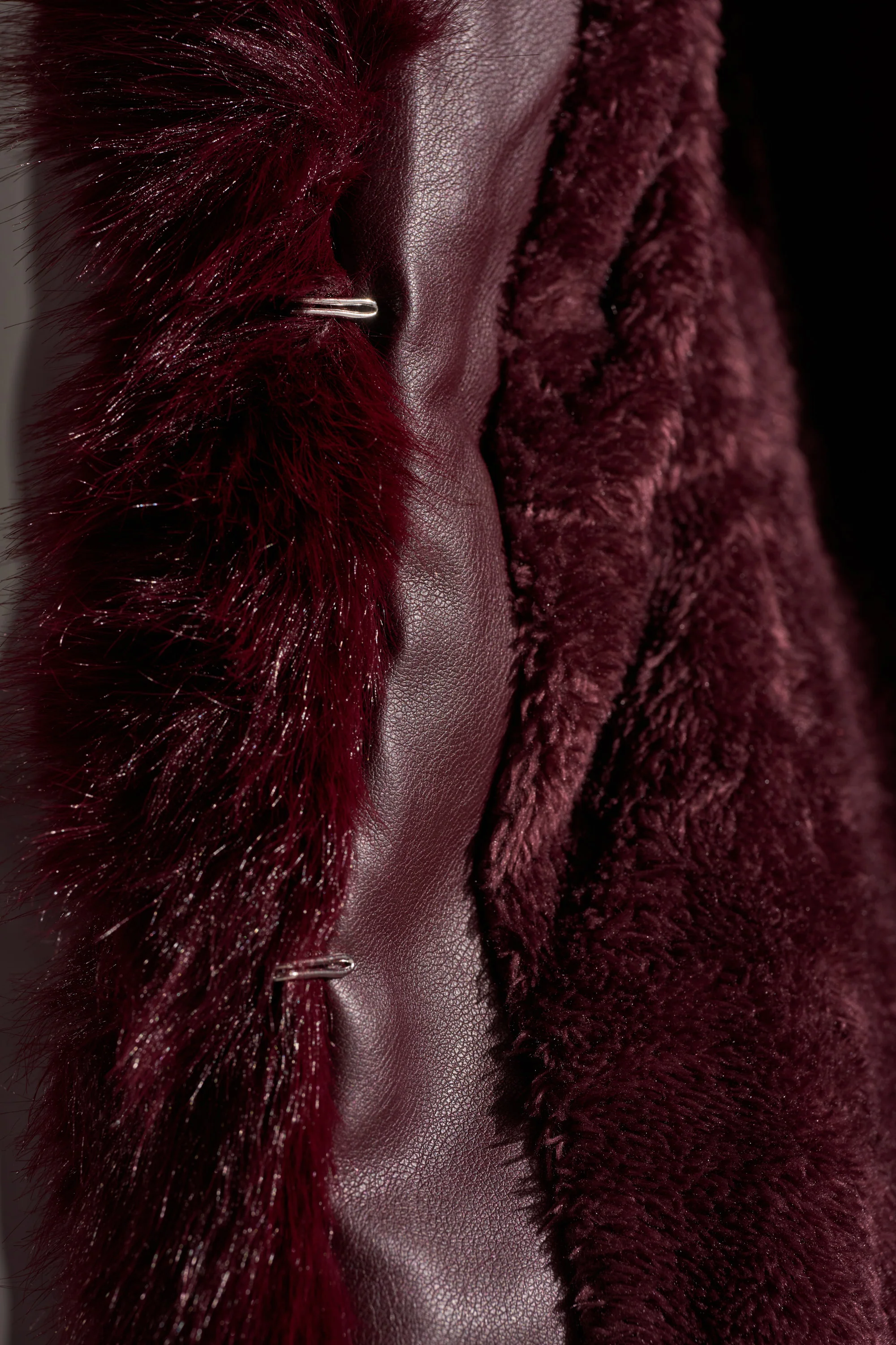 KENZY FUR TRIM MOTO IN BURGUNDY - Image 10