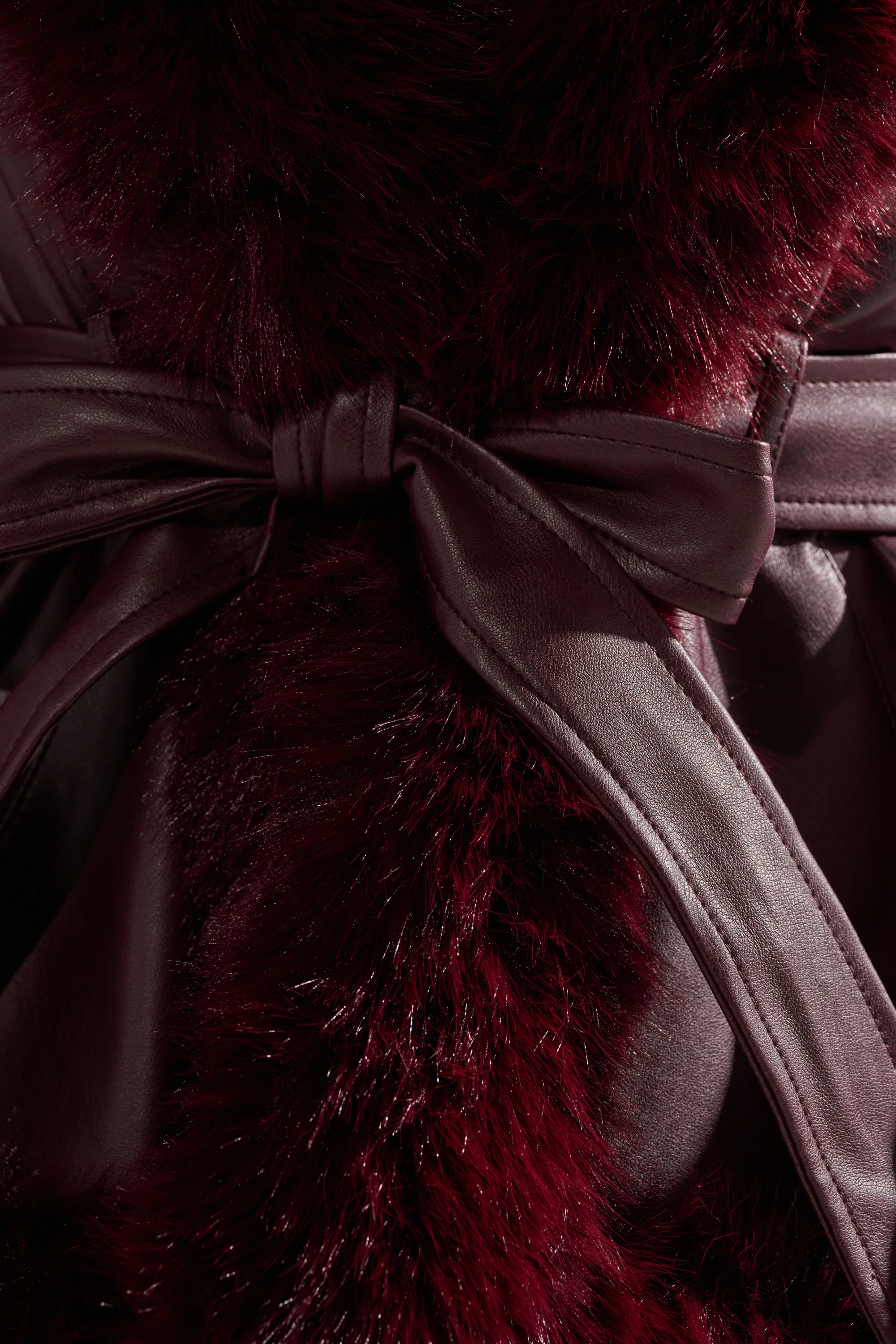 KENZY FUR TRIM MOTO IN BURGUNDY - Image 8