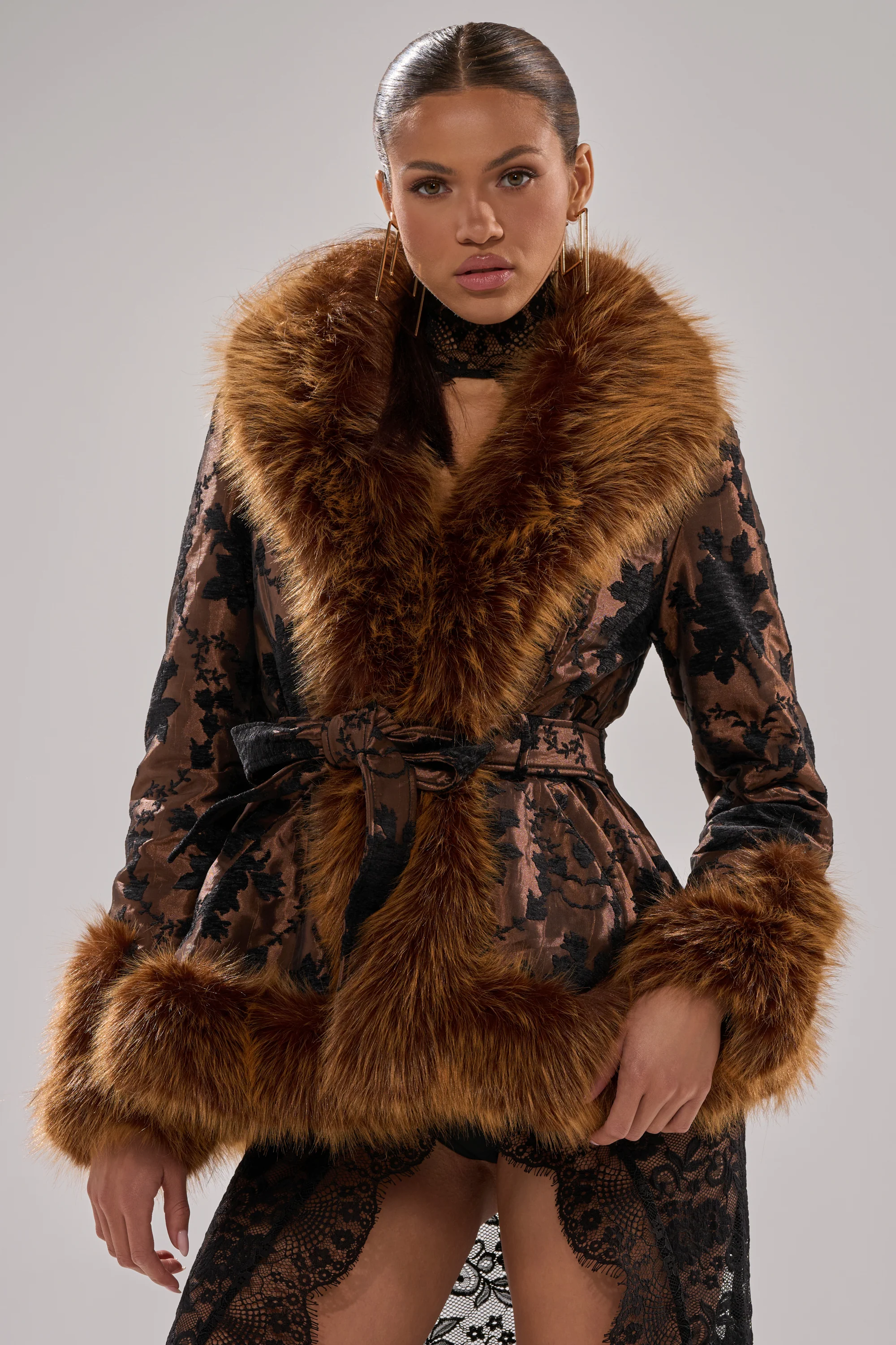 KENZY FUR TRIM MOTO IN JACQUARD - Image 4
