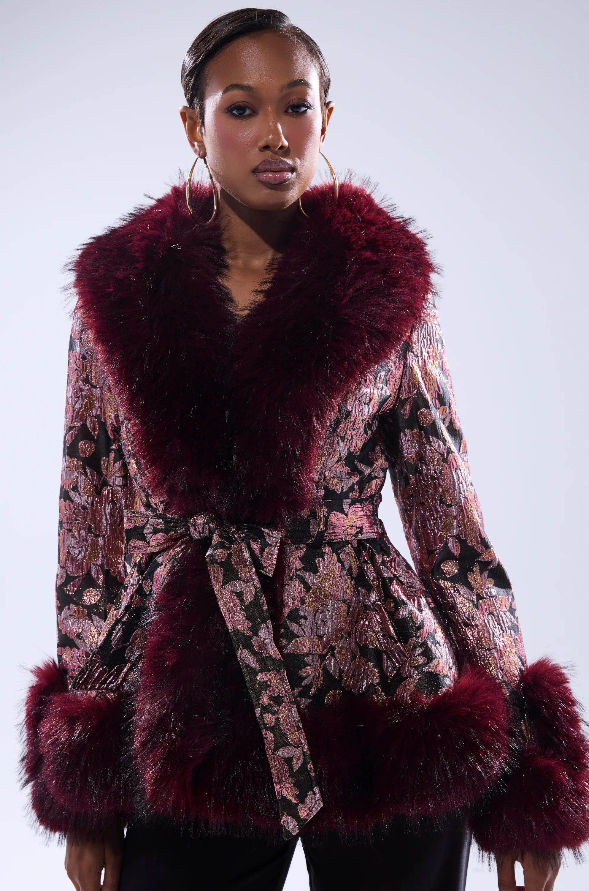 KENZY FUR TRIM MOTO IN PINK MULTI - Image 2