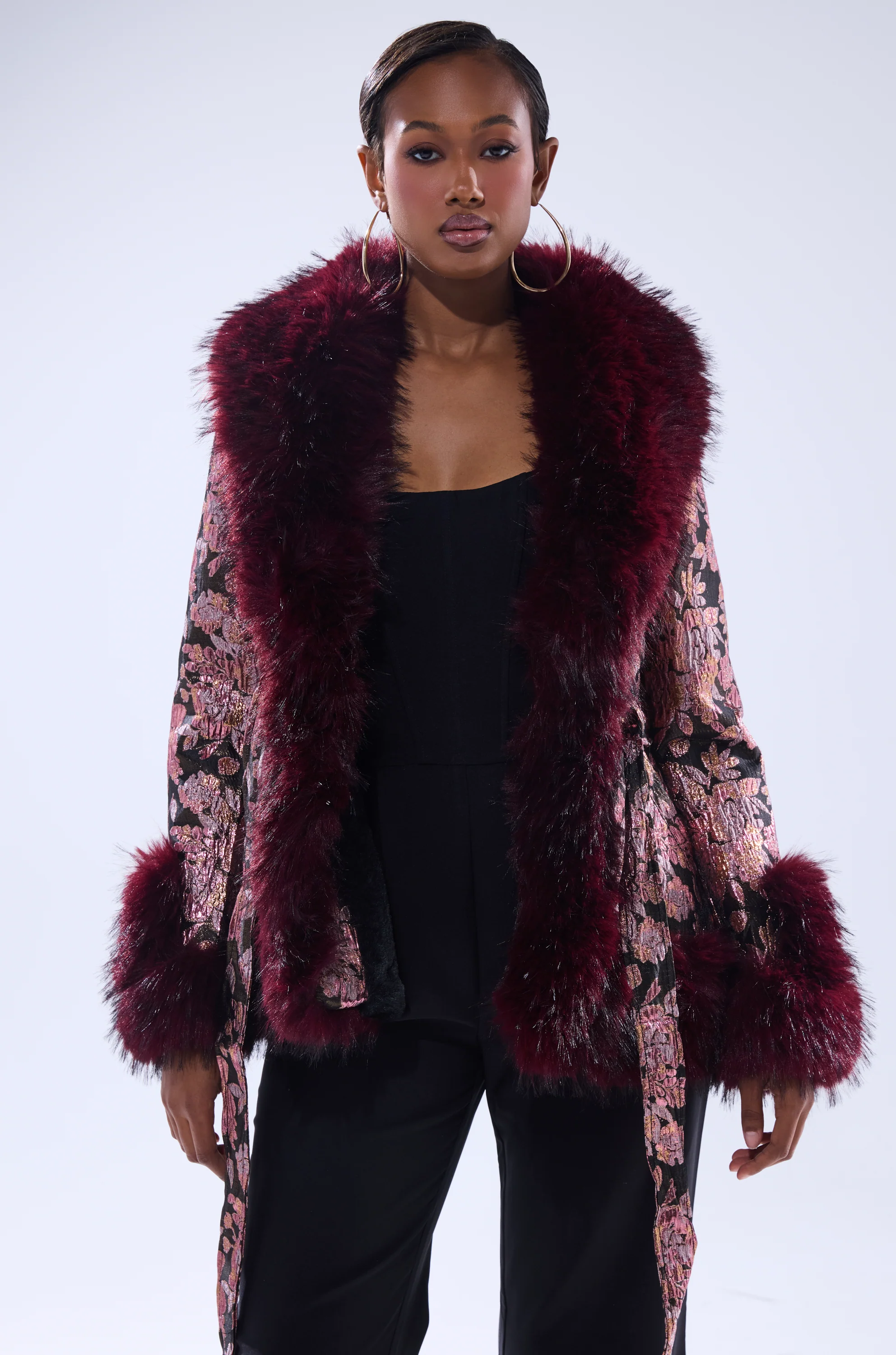 KENZY FUR TRIM MOTO IN PINK MULTI - Image 3