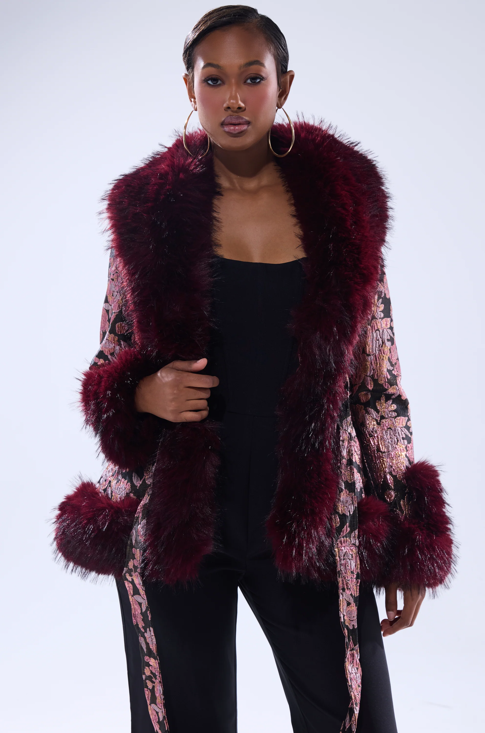 KENZY FUR TRIM MOTO IN PINK MULTI - Image 4