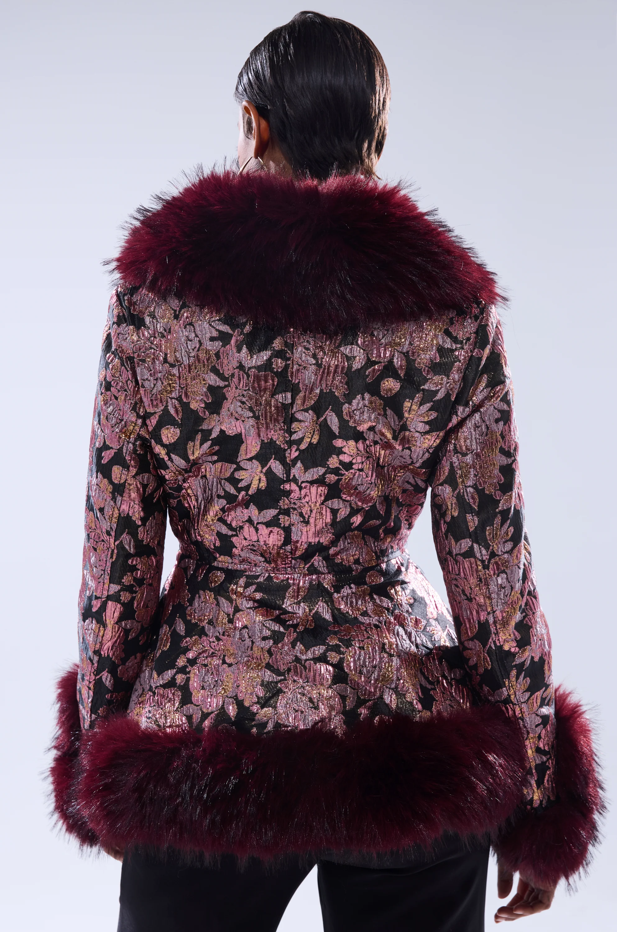 KENZY FUR TRIM MOTO IN PINK MULTI - Image 6