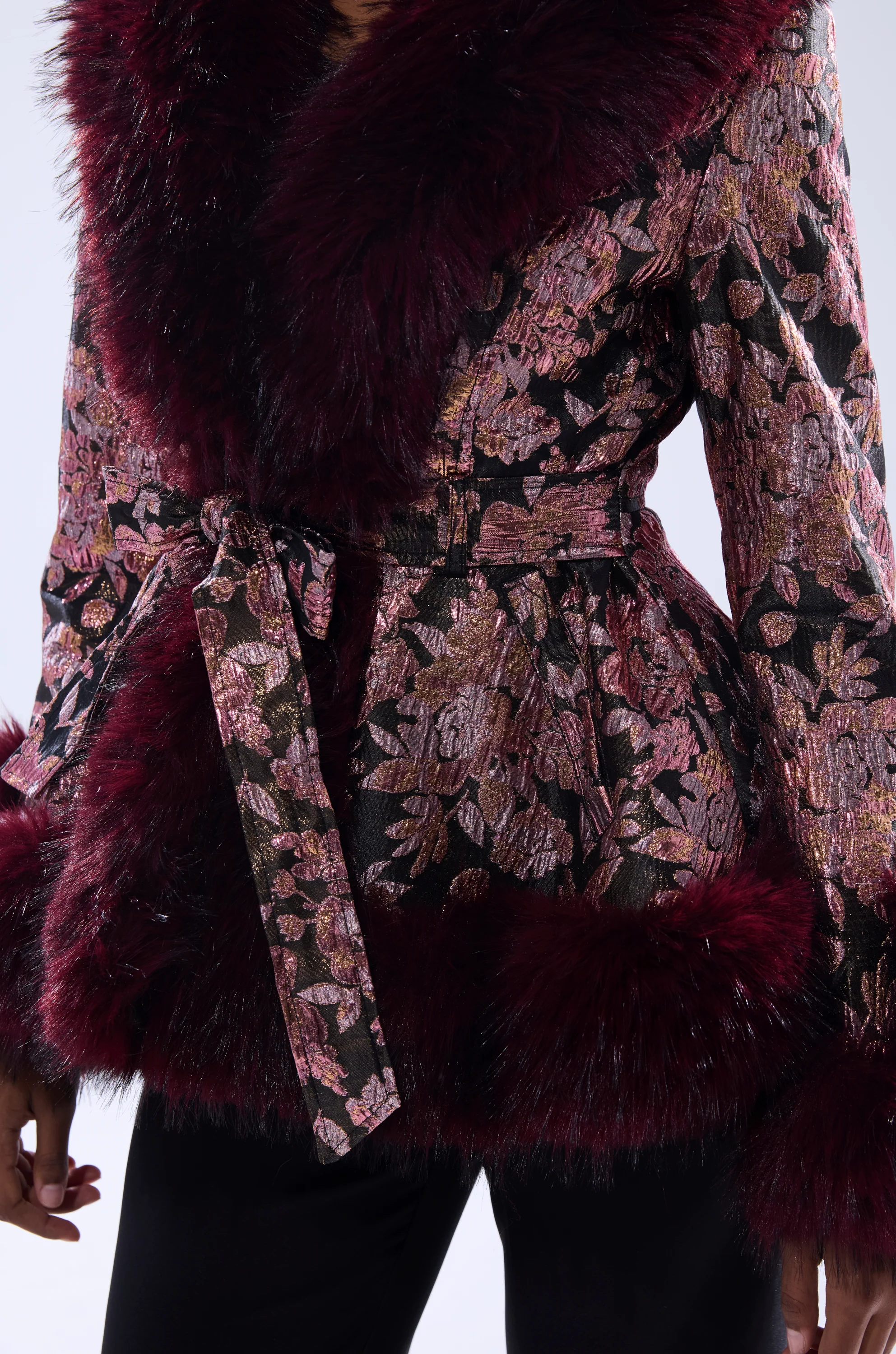KENZY FUR TRIM MOTO IN PINK MULTI - Image 8
