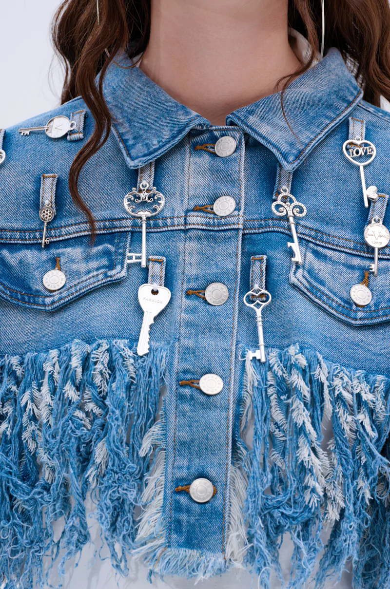 KEY TO THE CITY CROPPED DENIM JACKET - Image 10