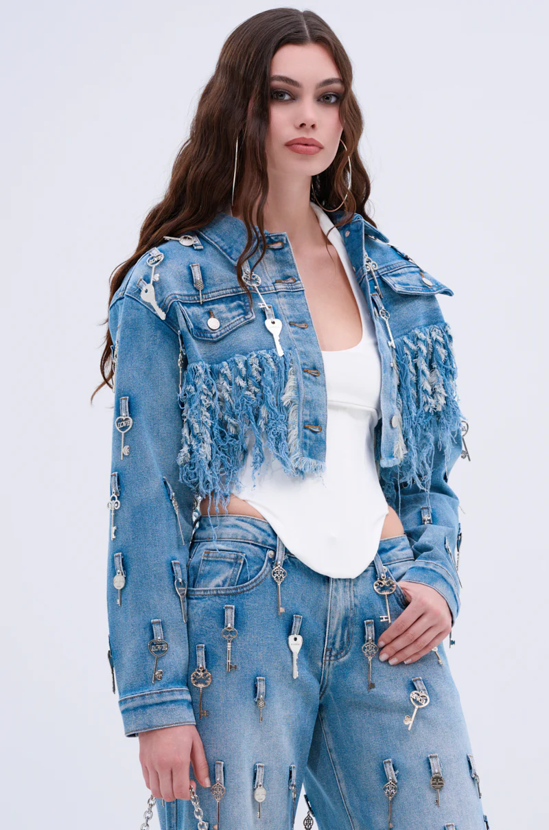 KEY TO THE CITY CROPPED DENIM JACKET - Image 2