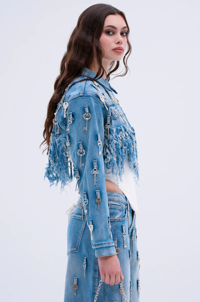 KEY TO THE CITY CROPPED DENIM JACKET - Image 4